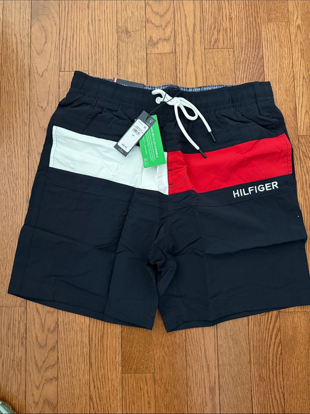 Tommy Hilfiger Navy Swim Trunks with Red & White Colorblock-SMALL